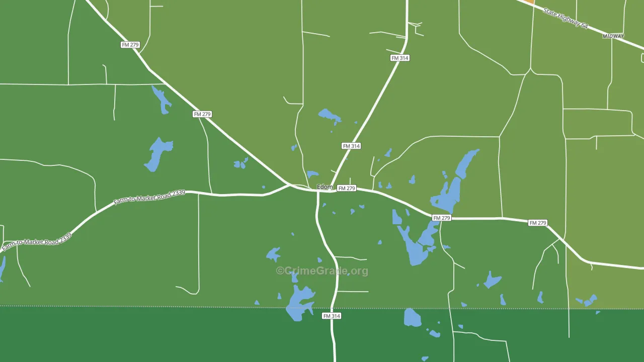 Edom, TX Map of Assault Rates