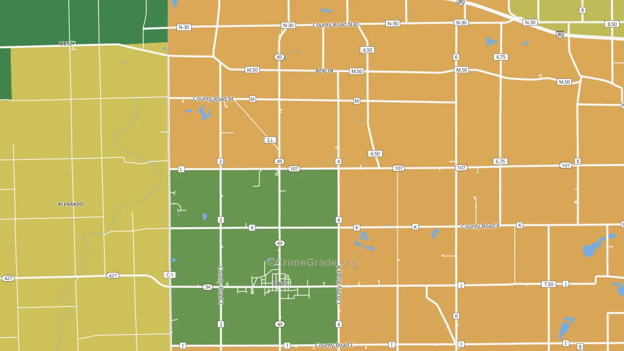 Edon, OH Map of Assault Rates
