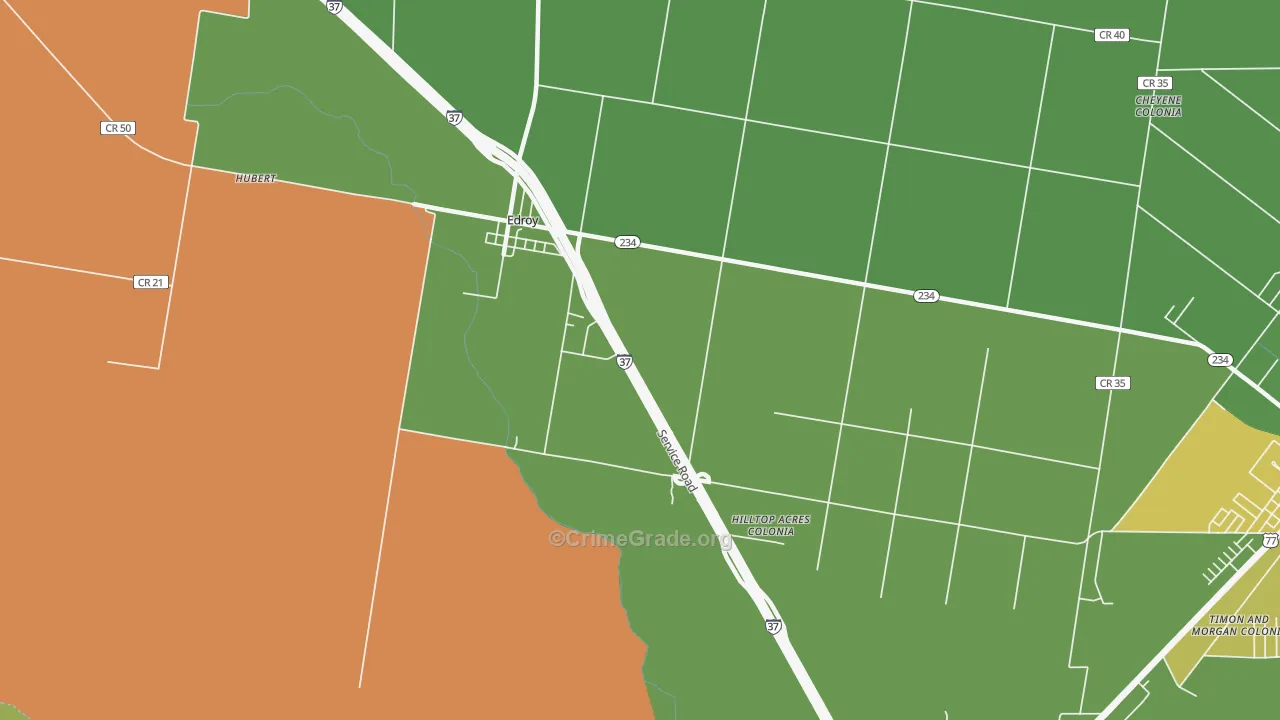 Edroy, TX Map of Assault Rates
