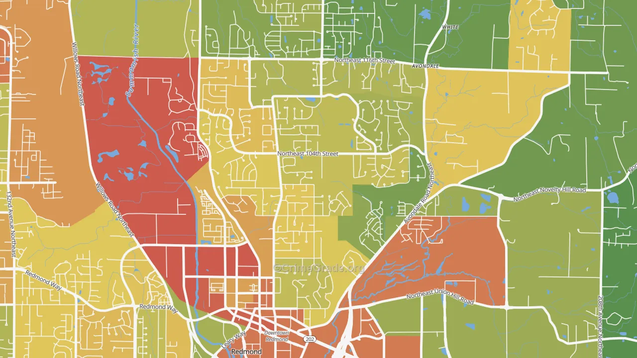 Education Hill, Redmond, WA Map of Assault Rates