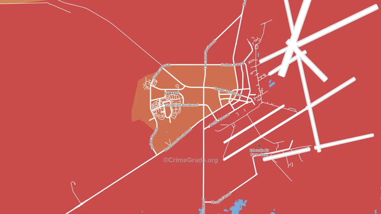 Edwards Air Force Base, CA Map of Assault Rates