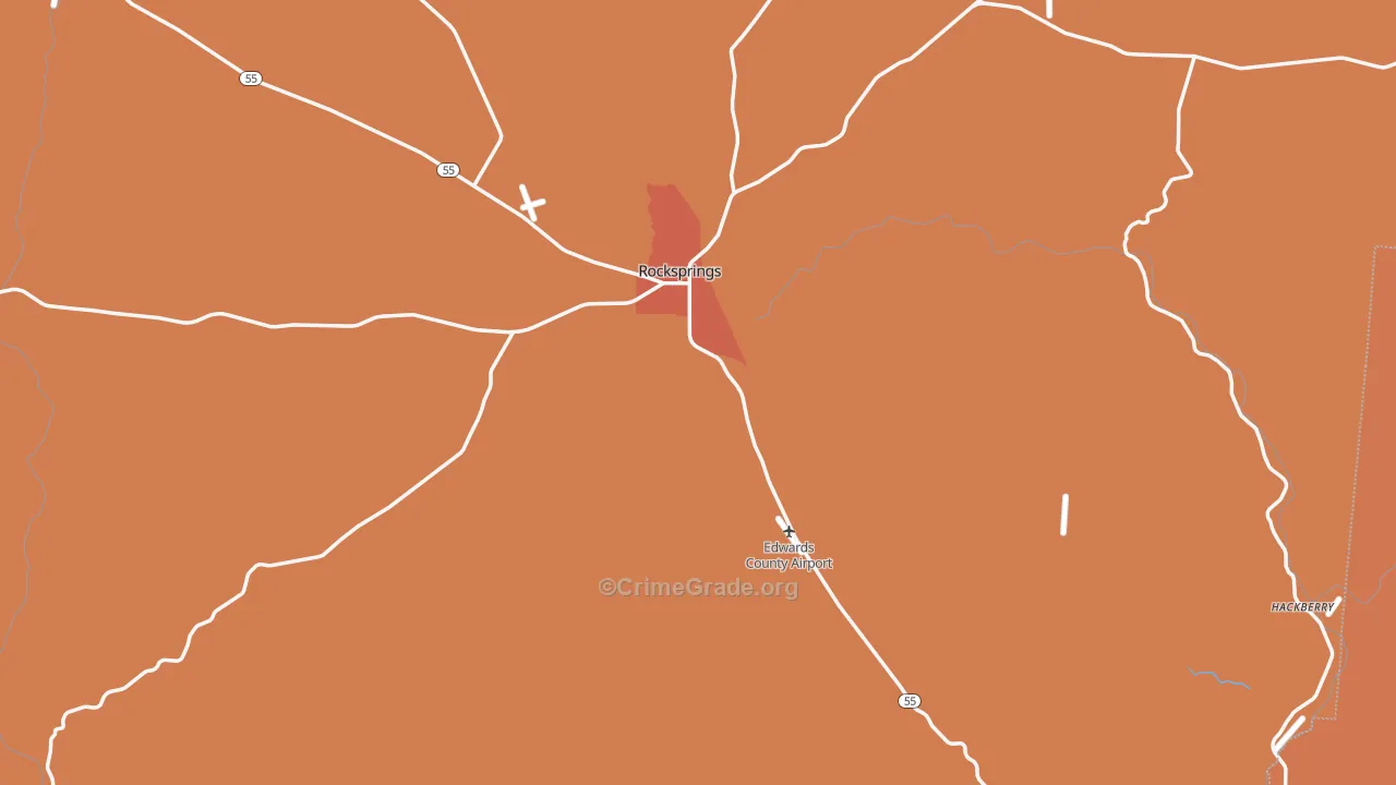 Edwards County, TX Map of Assault Rates