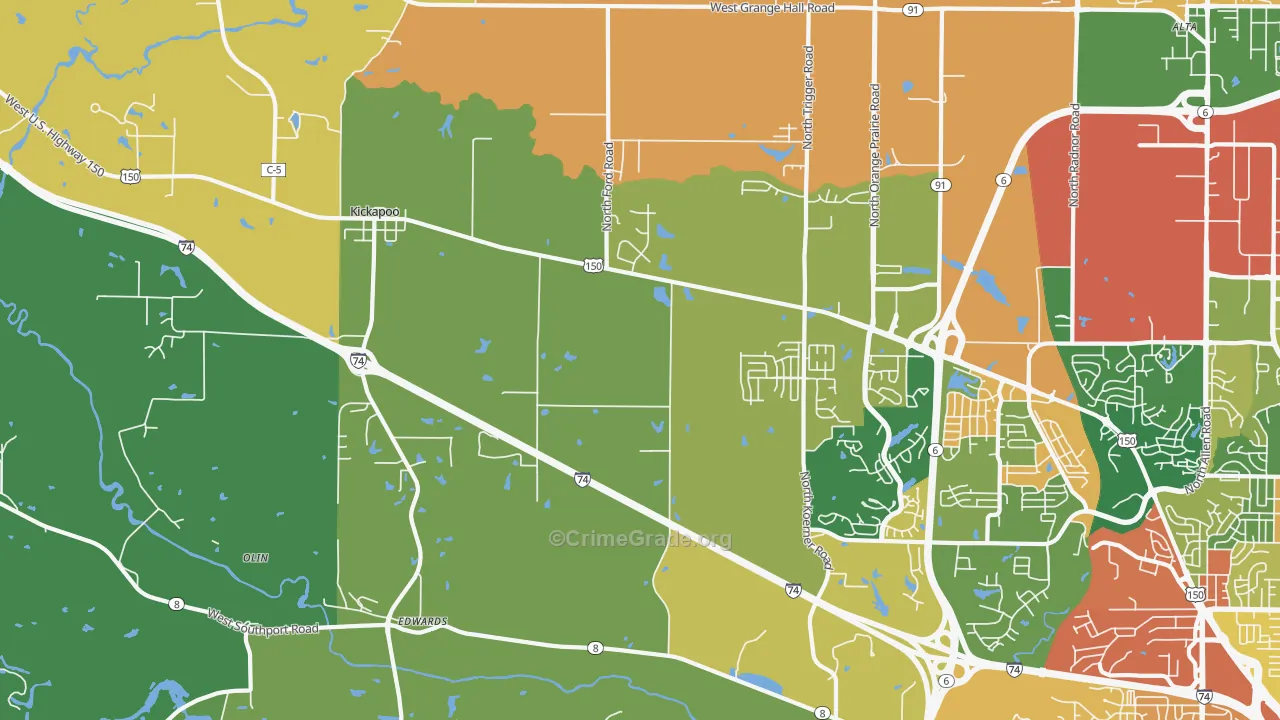 Edwards, IL Map of Assault Rates