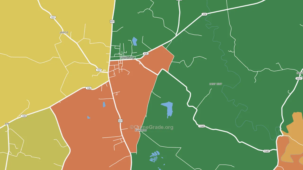 Edwards, KY Map of Assault Rates