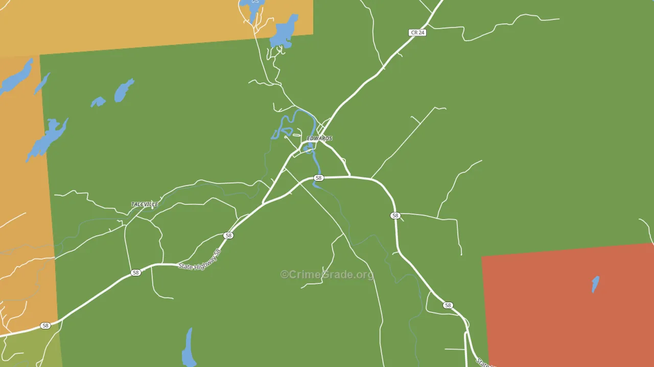 Edwards, NY Map of Assault Rates