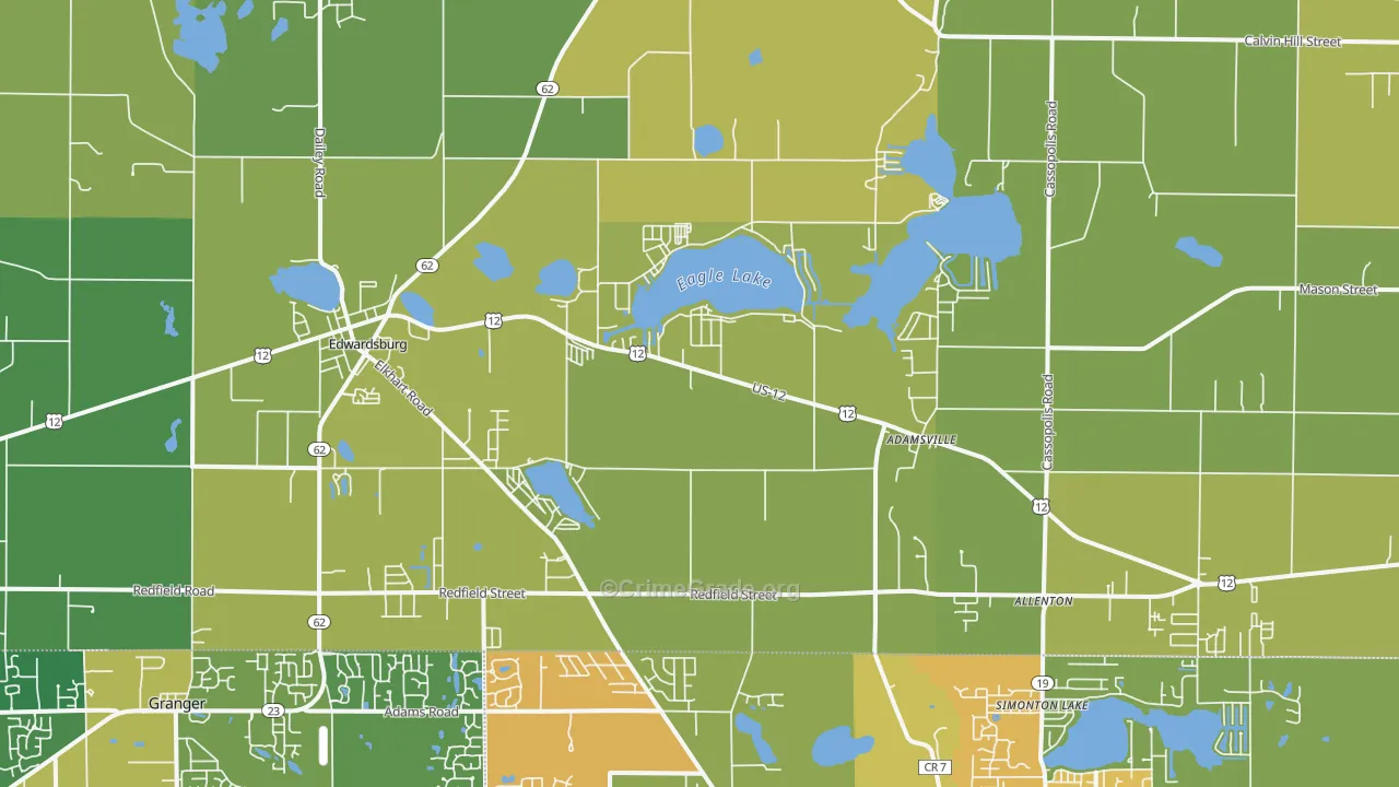 Edwardsburg, MI Map of Assault Rates