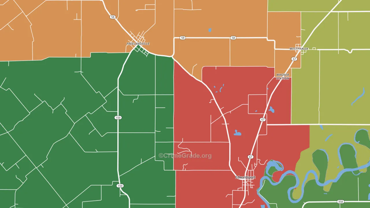 Edwardsport, IN Map of Assault Rates