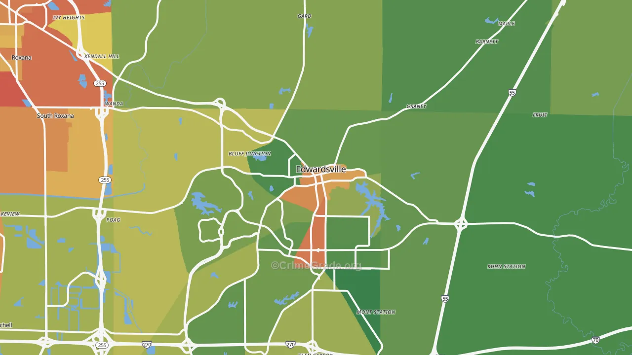 Edwardsville, IL Map of Assault Rates