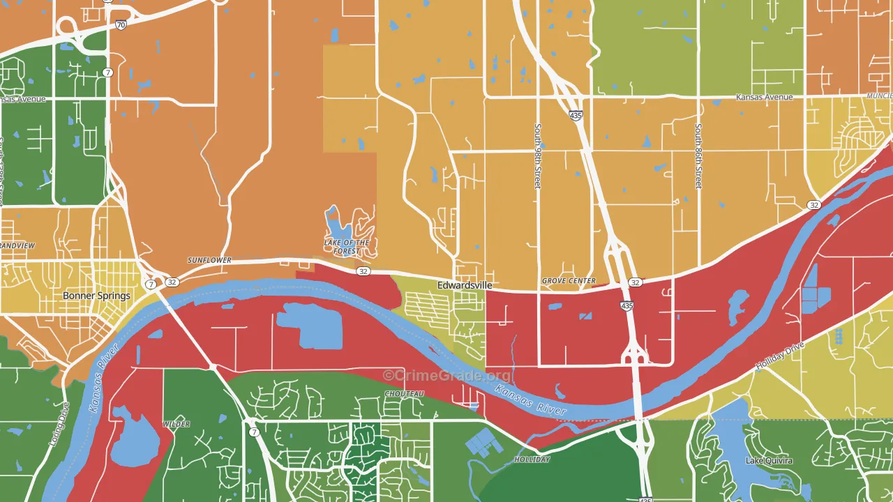 Edwardsville, KS Map of Assault Rates
