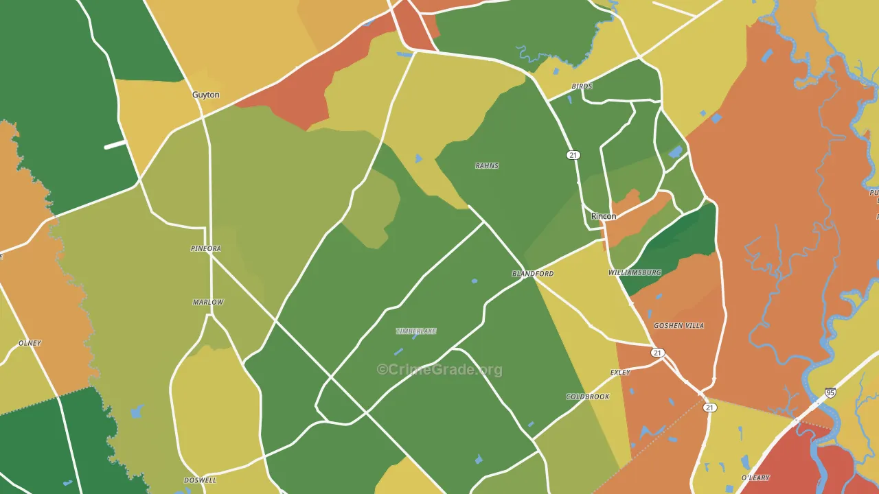 Effingham County, GA Map of Assault Rates