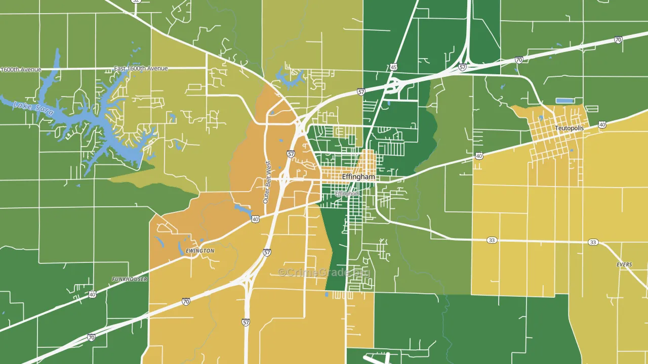 Effingham, IL Map of Assault Rates
