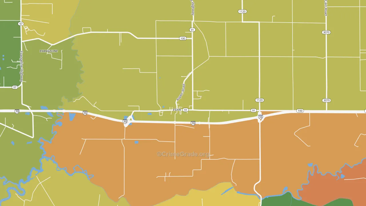 Egan, LA Map of Assault Rates