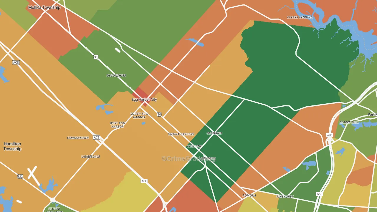 Egg Harbor City, NJ Map of Assault Rates