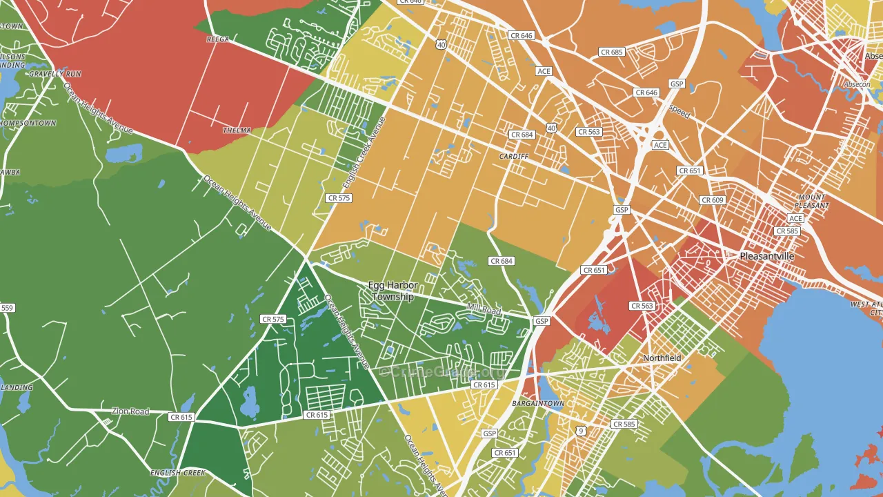 Egg Harbor Township, NJ Map of Assault Rates
