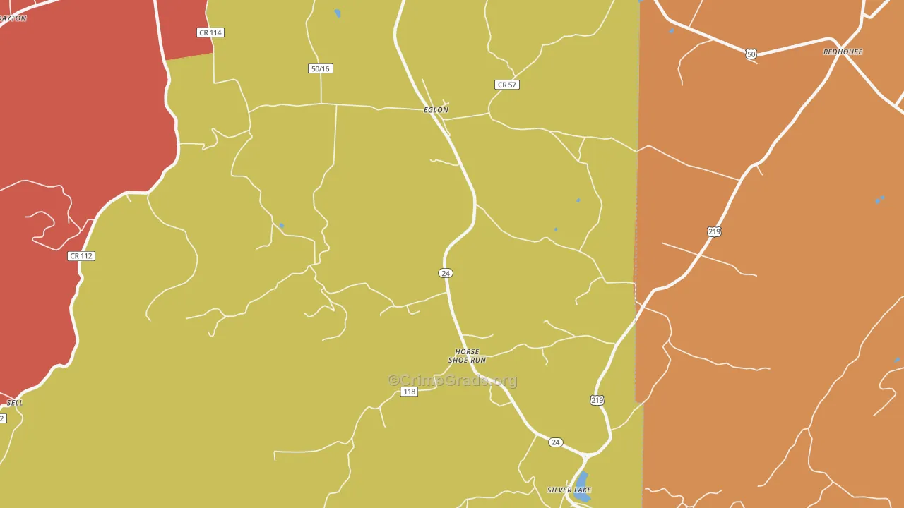 Eglon, WV Map of Assault Rates