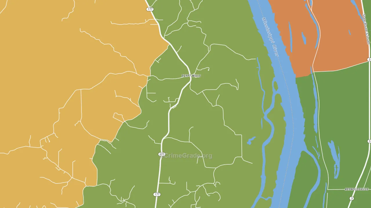 Egypt Mills, MO Map of Assault Rates