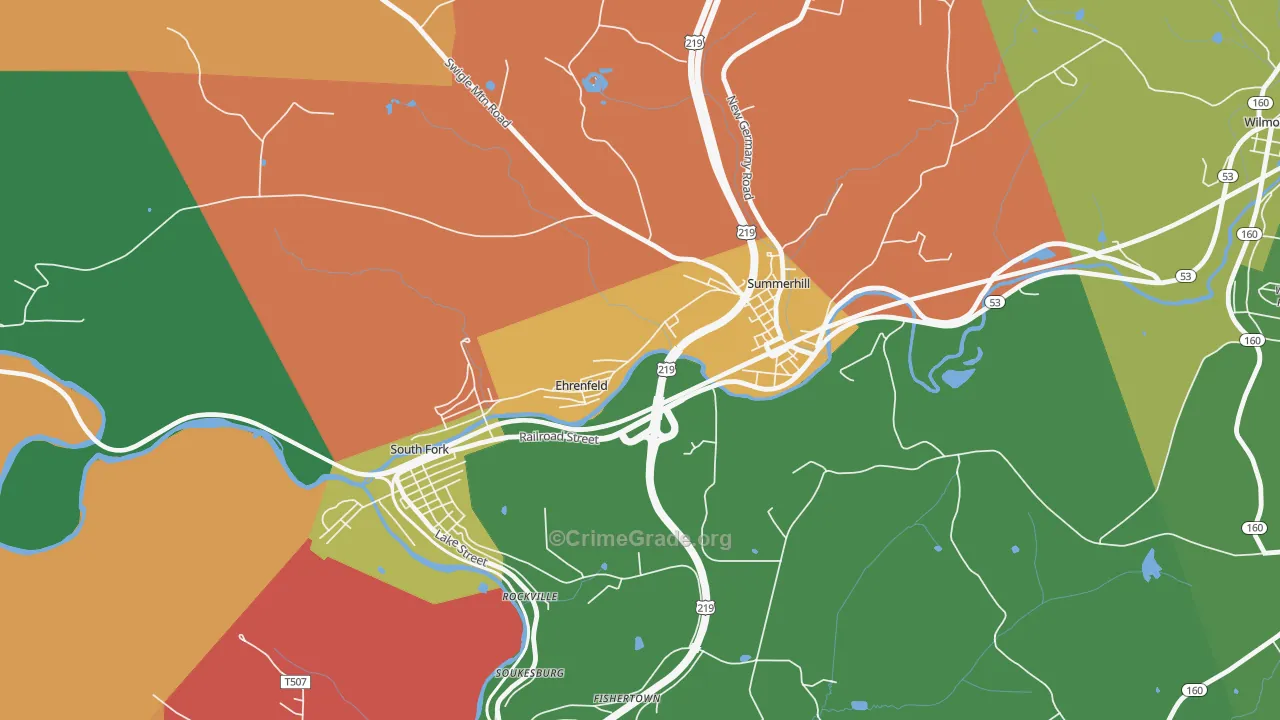 Ehrenfeld, PA Map of Assault Rates
