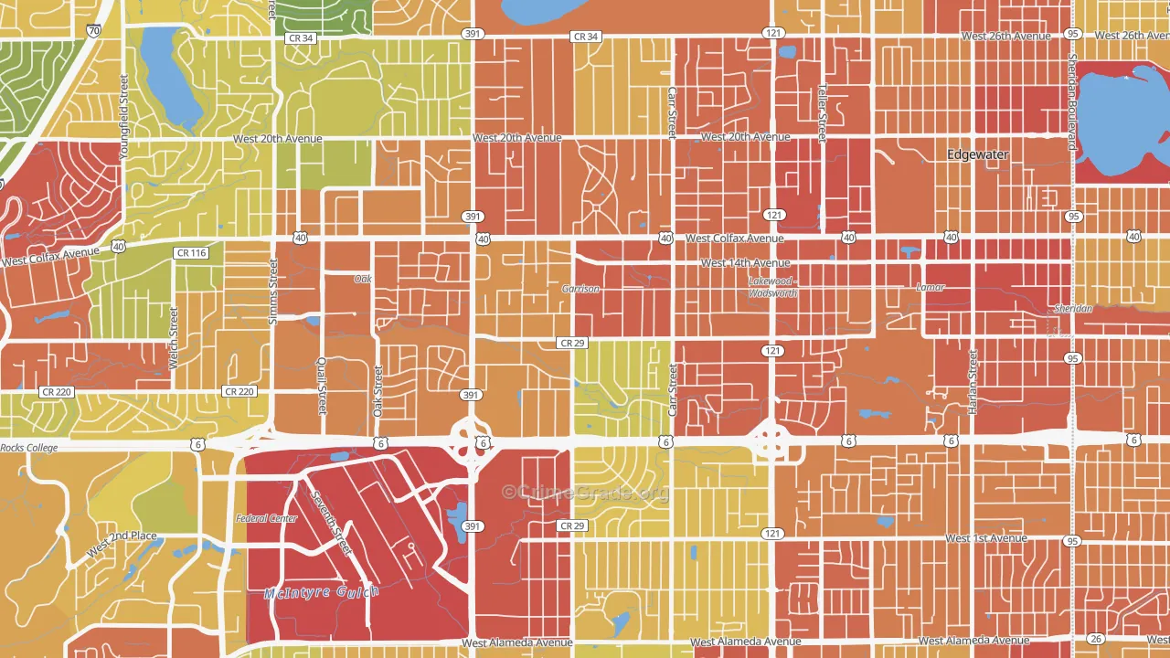 Eiber, Lakewood, CO Map of Assault Rates