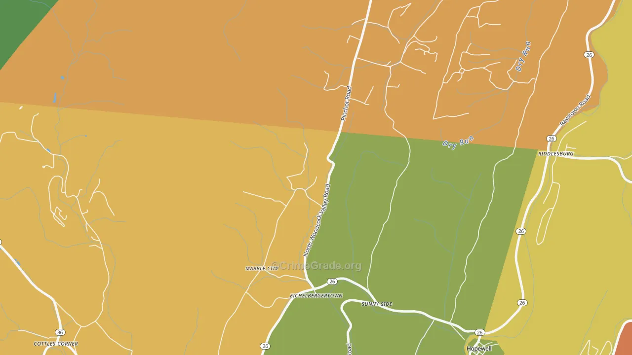 Eichelbergertown, PA Map of Assault Rates