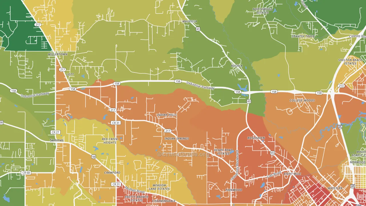 Eight Mile, AL Map of Assault Rates