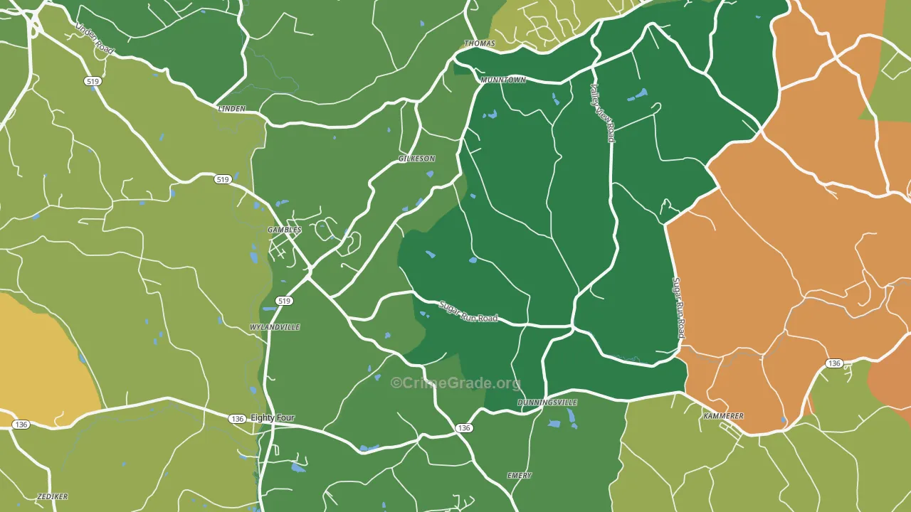 Eighty Four, PA Map of Assault Rates