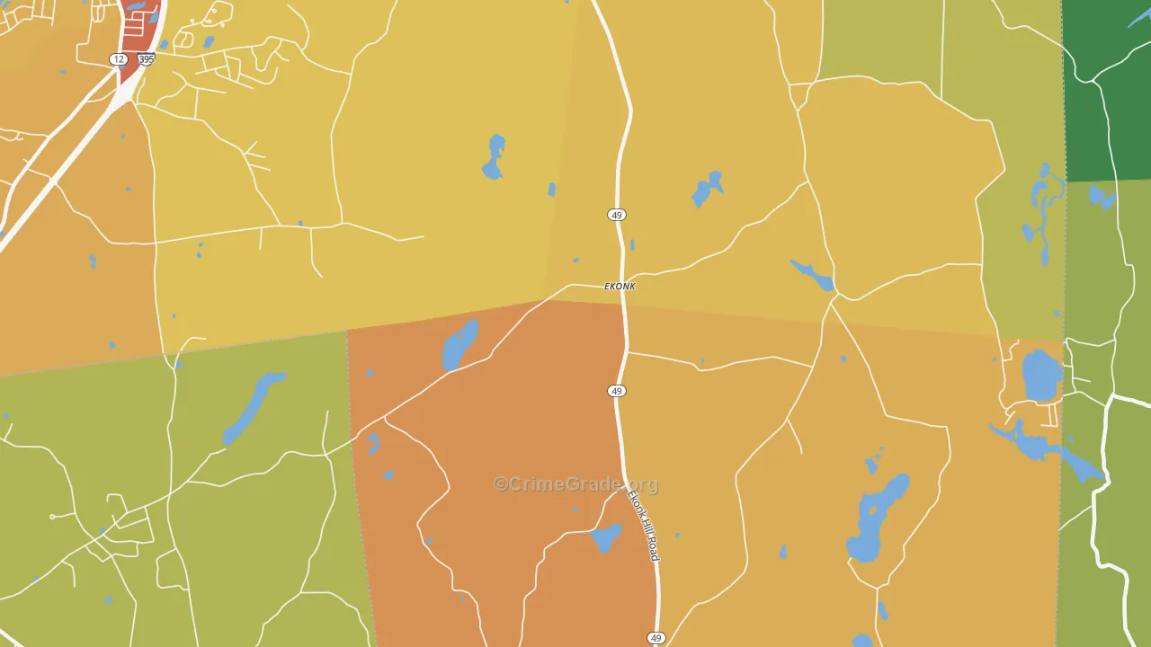 Ekonk, CT Map of Assault Rates