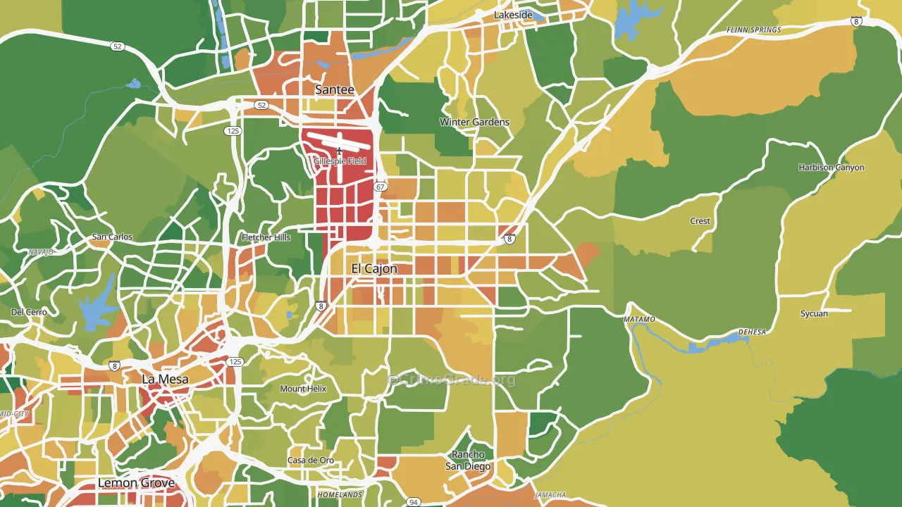 El Cajon, CA Map of Assault Rates