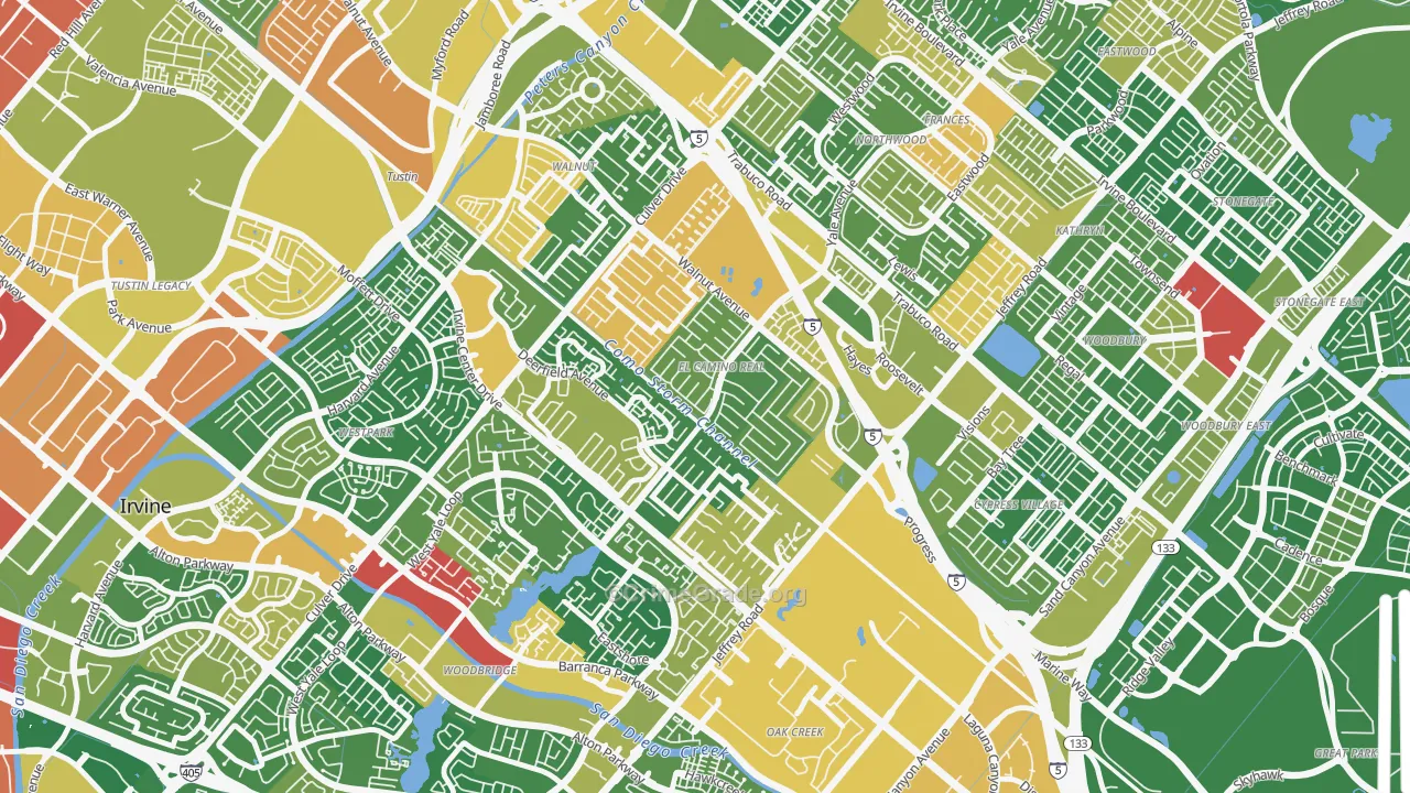 El Camino Real, Irvine, CA Map of Assault Rates