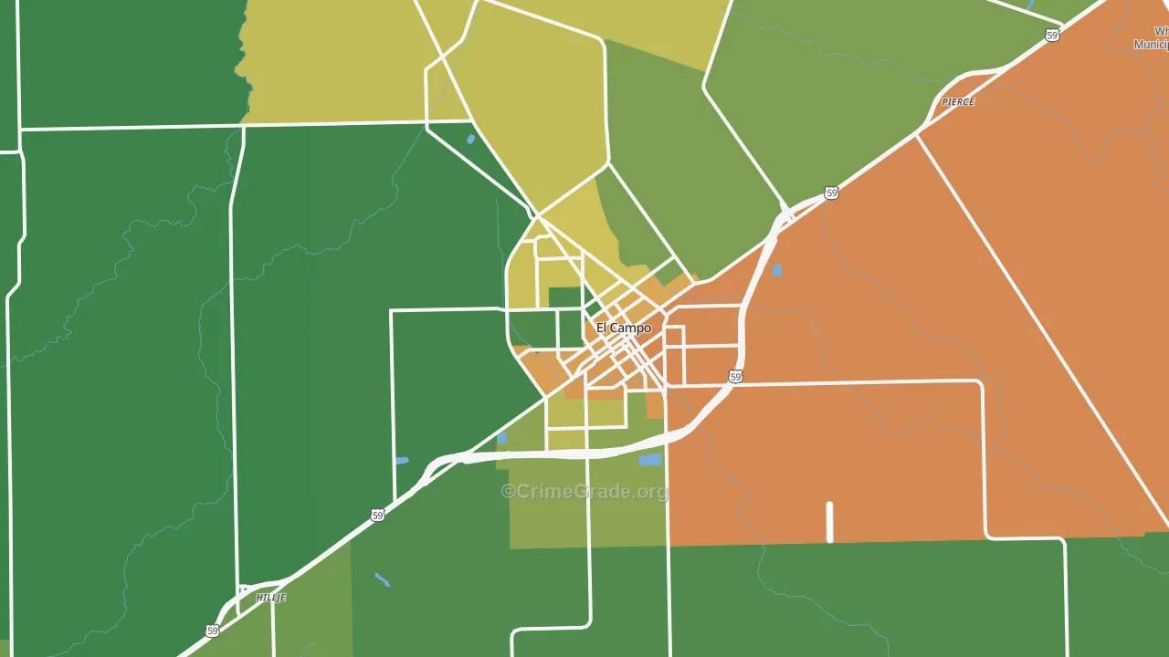 El Campo, TX Map of Assault Rates