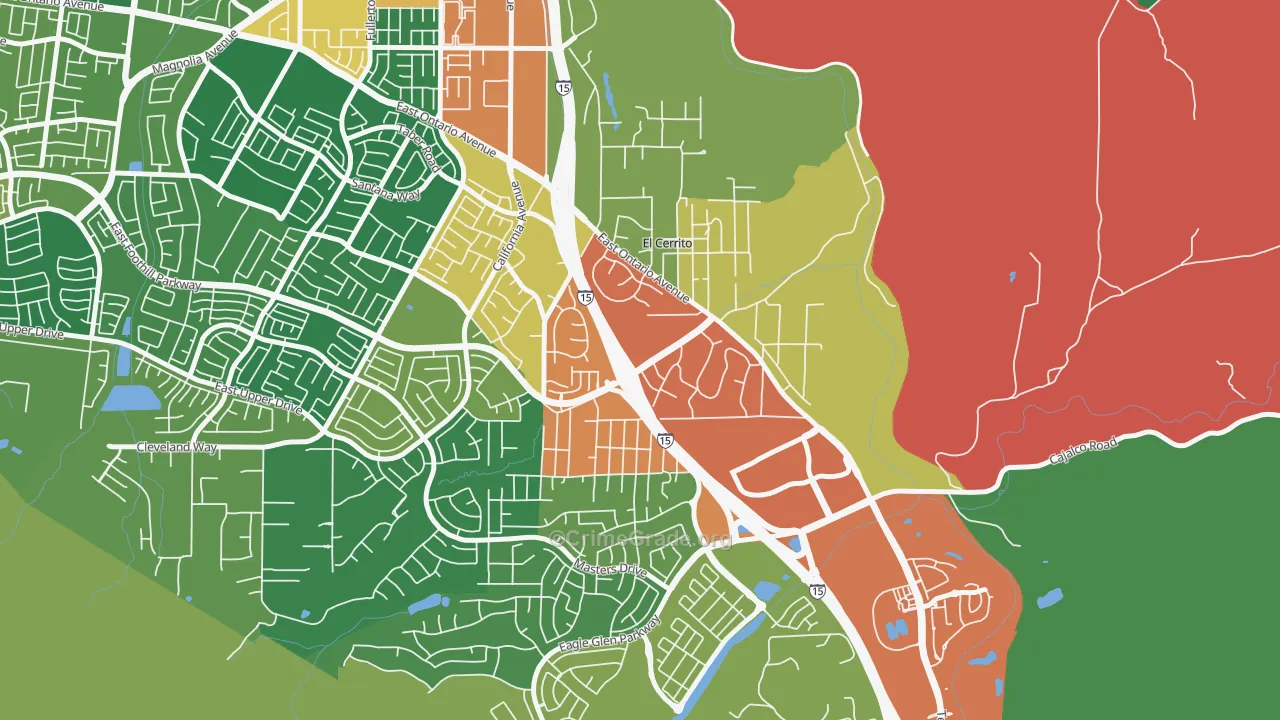 El Cerrito, Corona, CA Map of Assault Rates