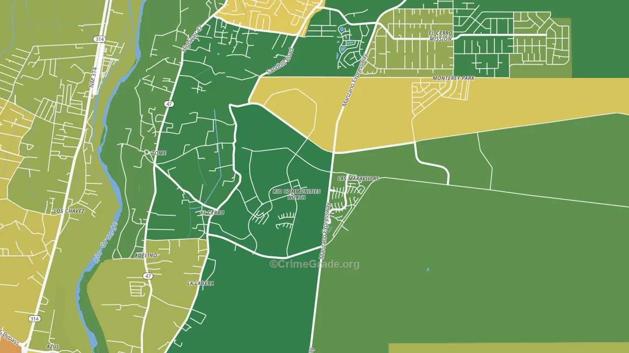 El Cerro, NM Map of Assault Rates