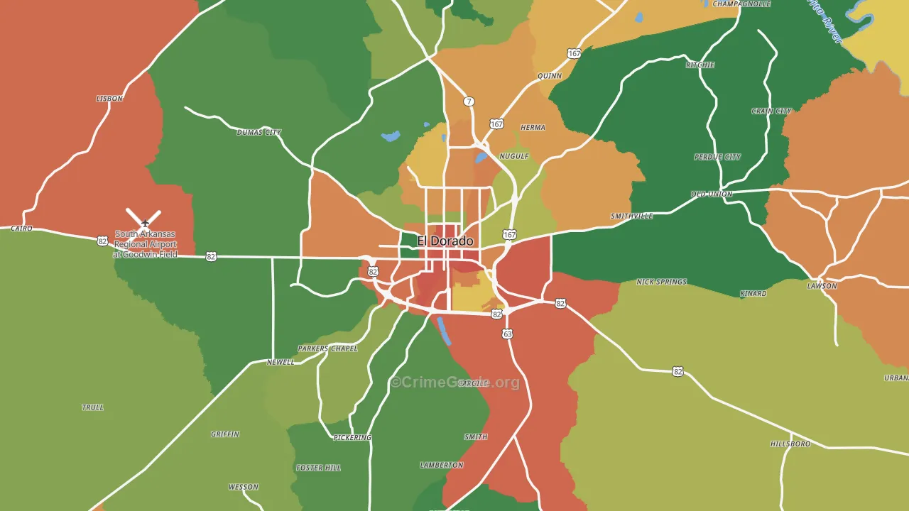 El Dorado, AR Map of Assault Rates