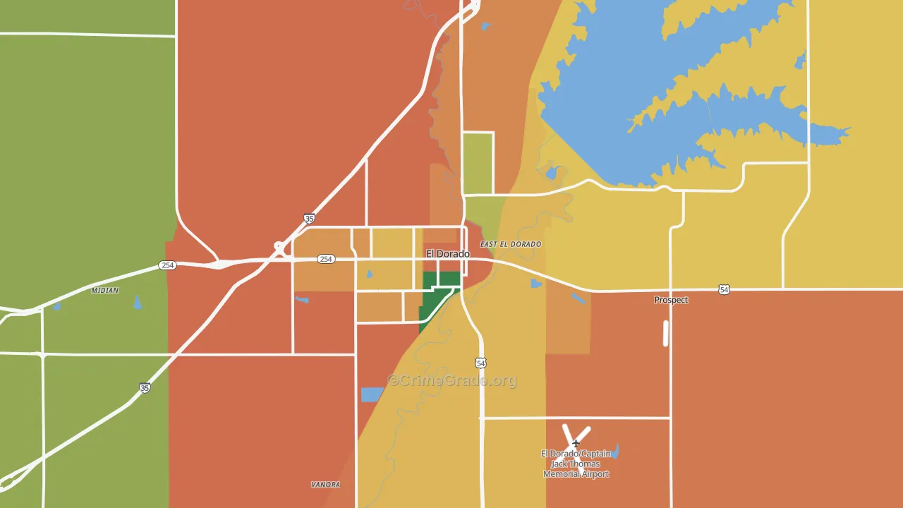 El Dorado, KS Map of Assault Rates