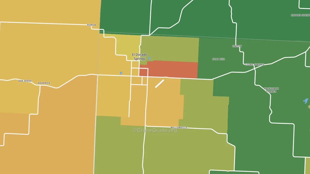 El Dorado Springs, MO Map of Assault Rates