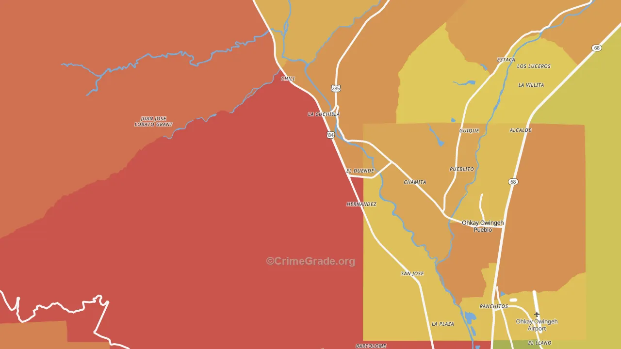 El Duende, NM Map of Assault Rates