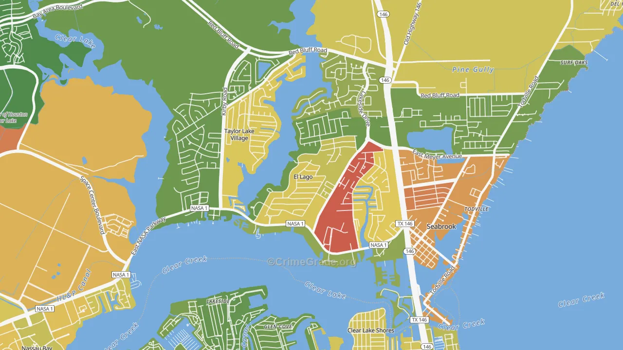 El Lago, TX Map of Assault Rates