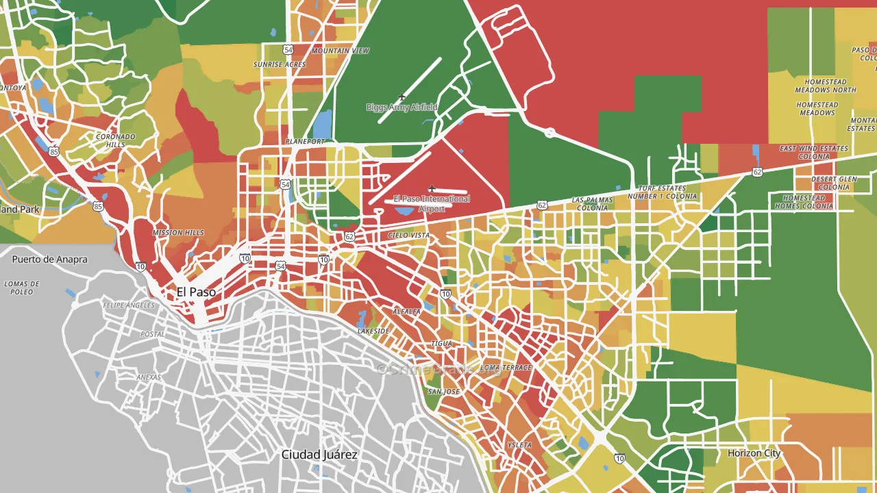 El Paso County, TX Map of Assault Rates