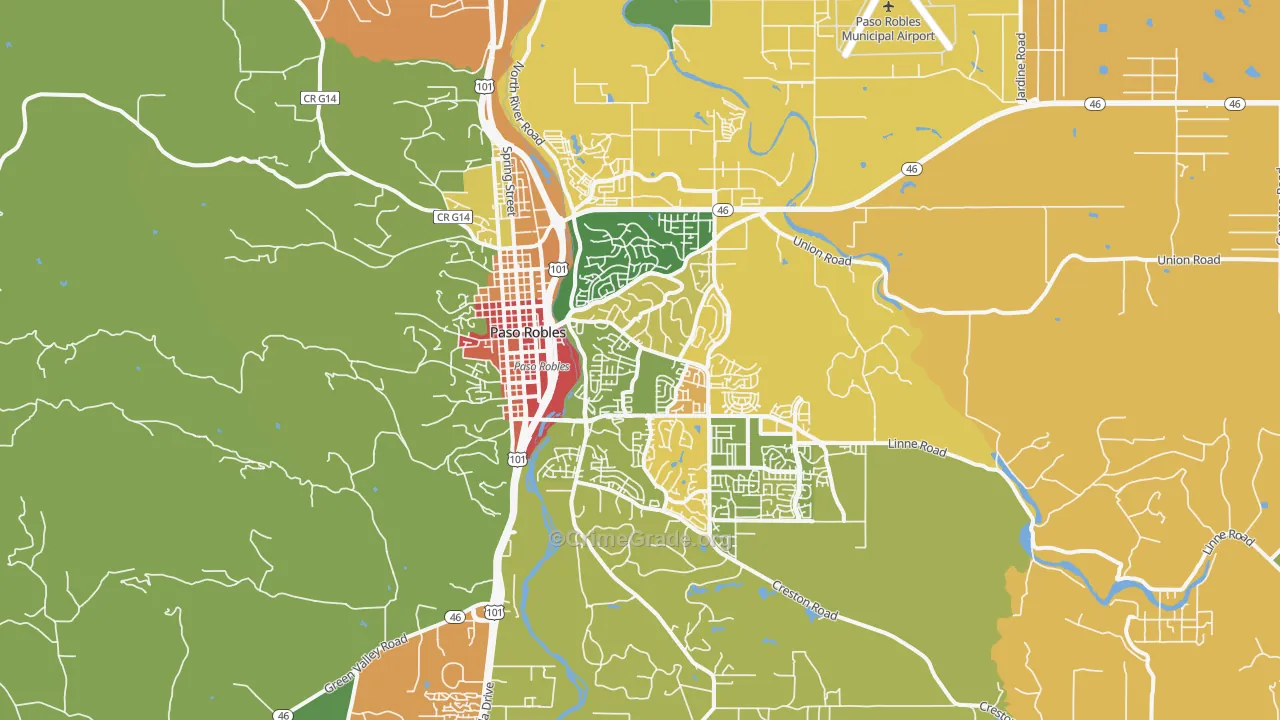 El Paso de Robles, CA Map of Assault Rates