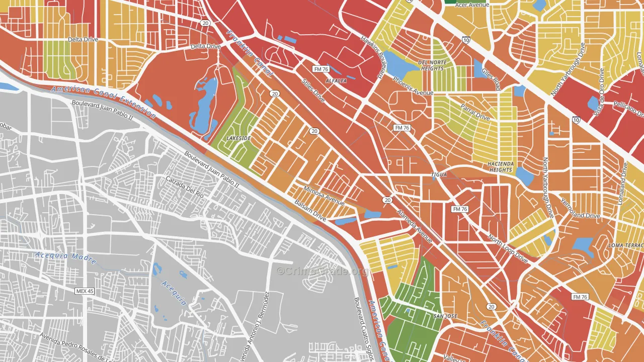 El Paso Lower Valley, El Paso, TX Map of Assault Rates