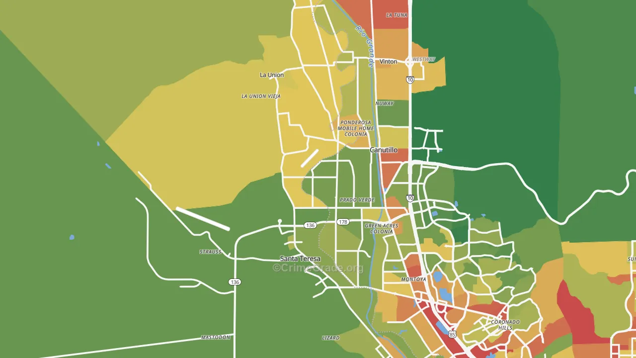 El Paso, NM Map of Assault Rates