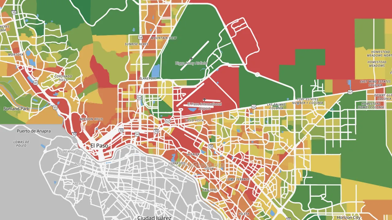 El Paso, TX Map of Assault Rates