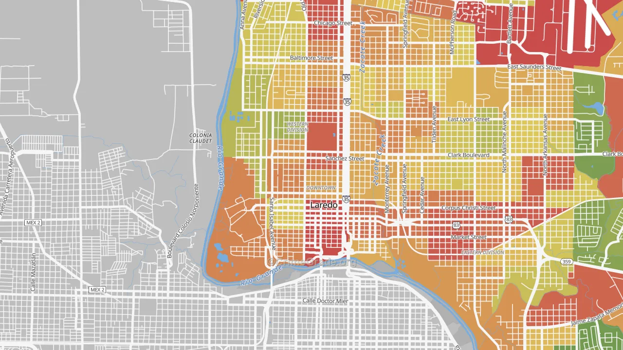 El Trece, Laredo, TX Map of Assault Rates