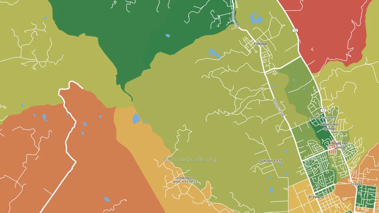 El Verano, CA Map of Assault Rates