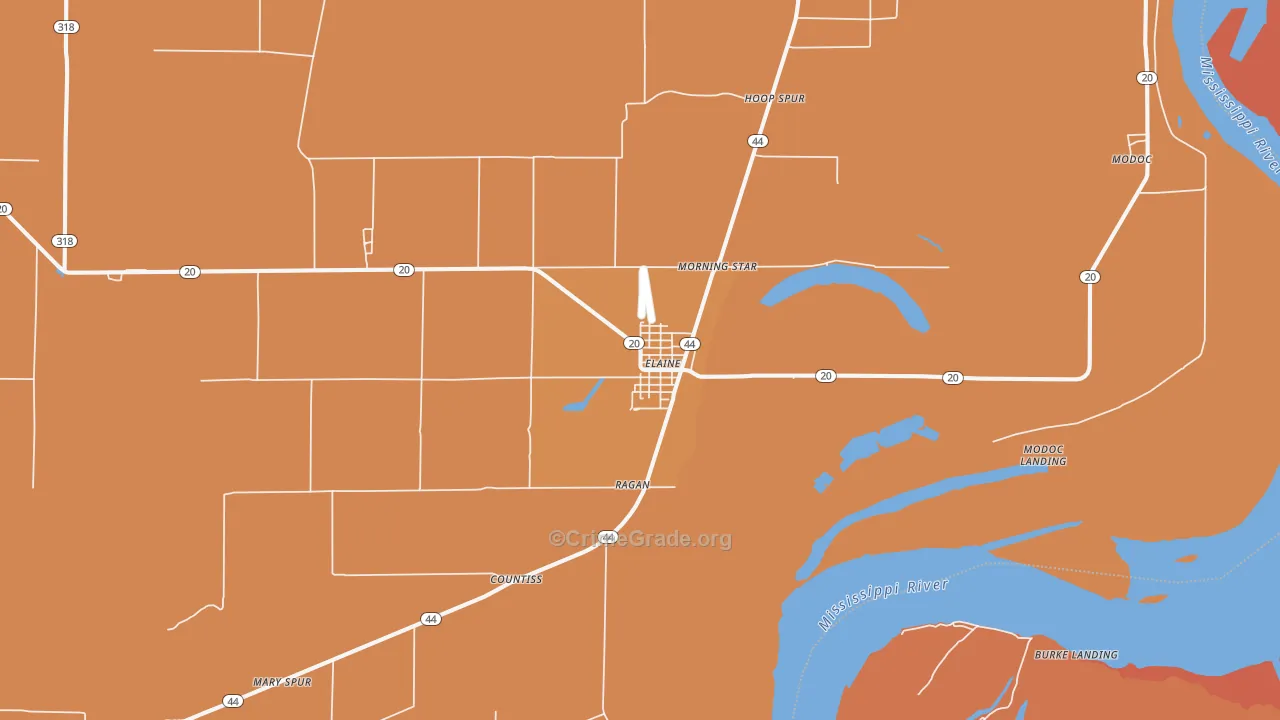 Elaine, AR Map of Assault Rates