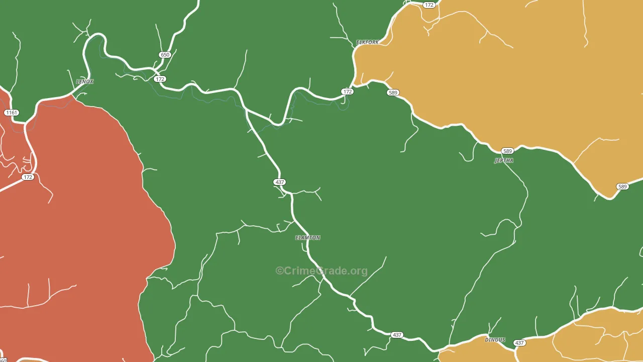 Elamton, KY Map of Assault Rates