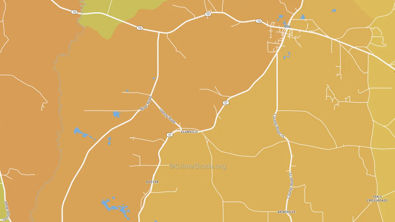 Elamville, AL Map of Assault Rates