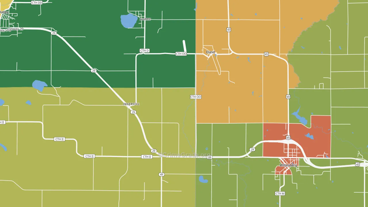Eland, WI Map of Assault Rates