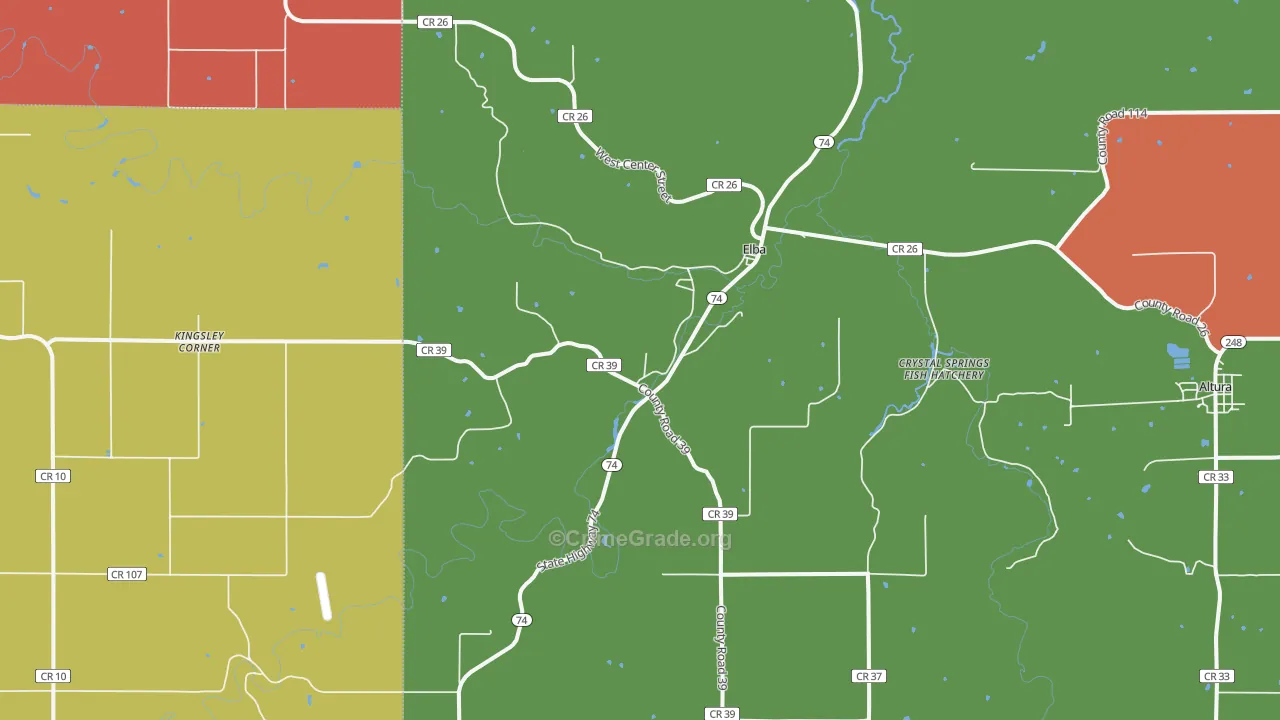 Elba, MN Map of Assault Rates