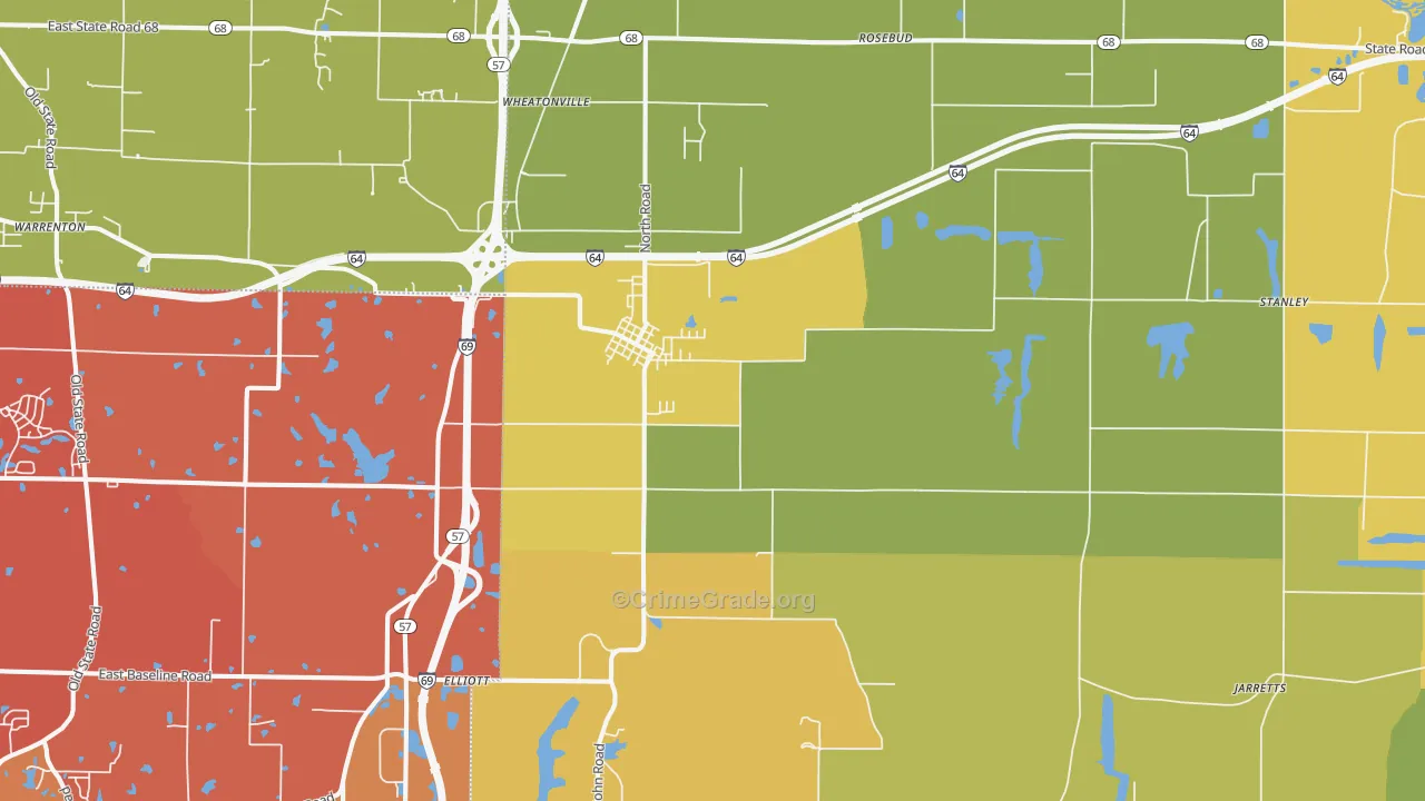 Elberfeld, IN Map of Assault Rates