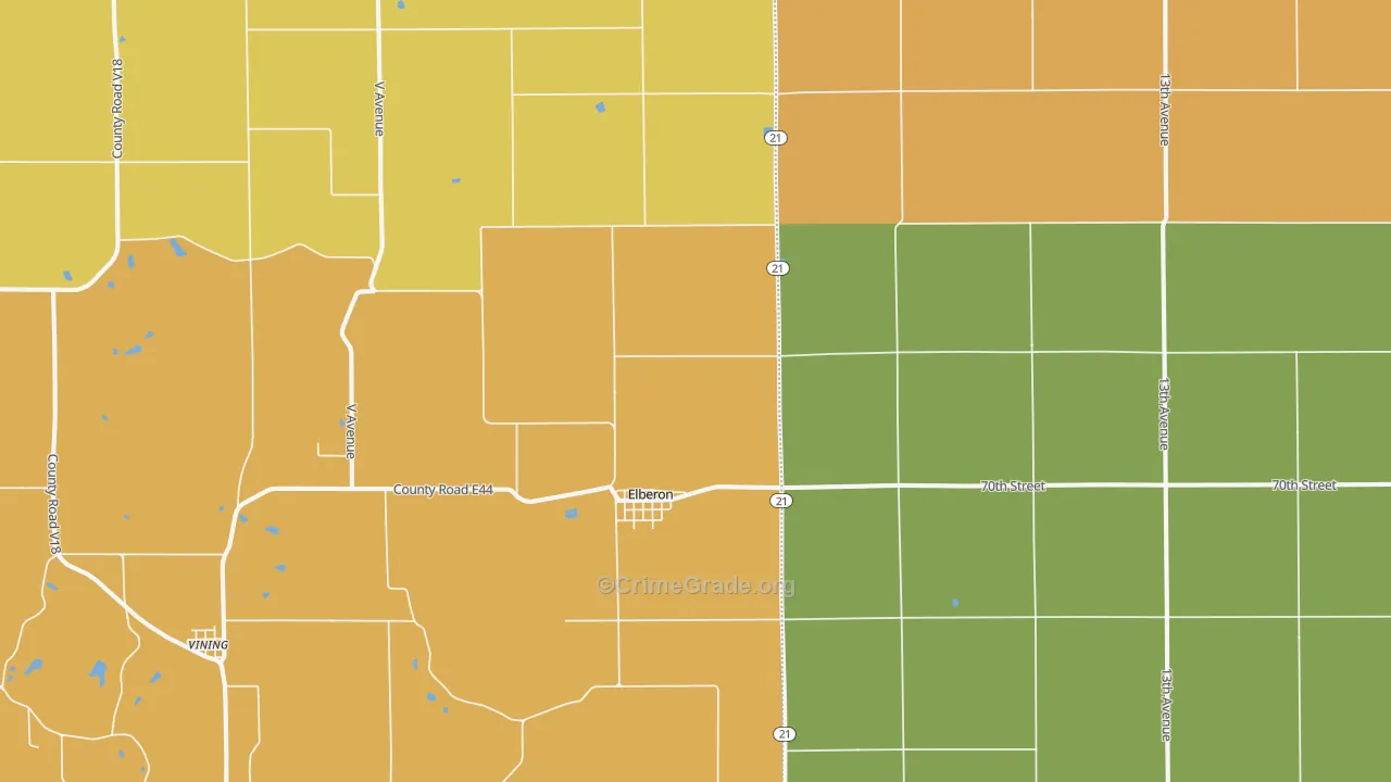 Elberon, IA Map of Assault Rates